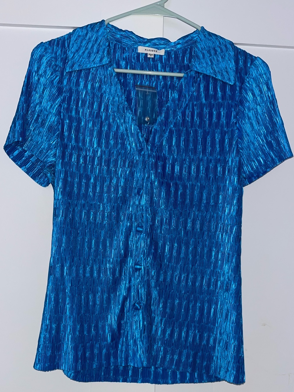 Pleione Shimmering Blue Pleated Top